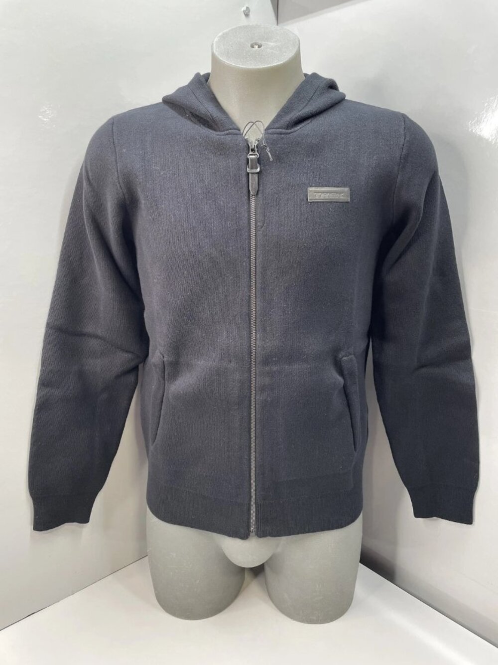 Trek Mens/Womens Hoodie Black Size M Full Zip Waterloo Ribbed Trim Cotton Blend